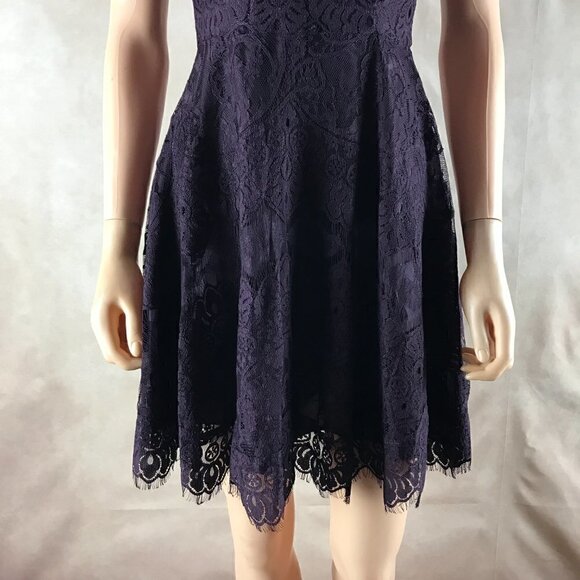 BB DAKOTA Dark Plum Lace Fit and Flare Mini Dress Size 0 - Picture 5 of 8
